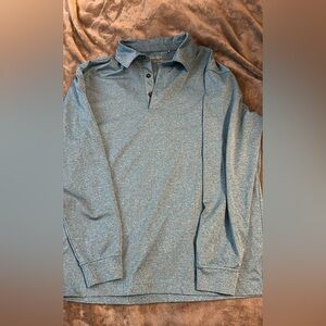 Walter Hagen Heathered Blue Long Sleeve Polo
